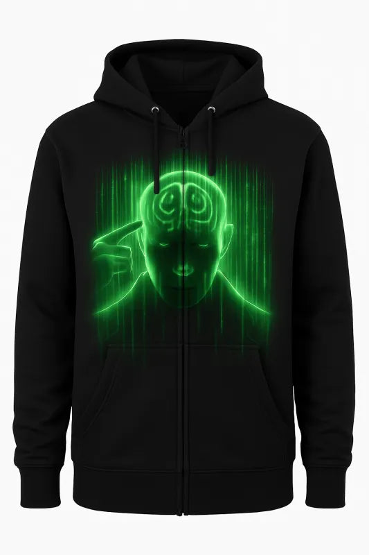 Midnight Majesty: The Enigmatic Black2 Cat - Men's Zip Hoodie